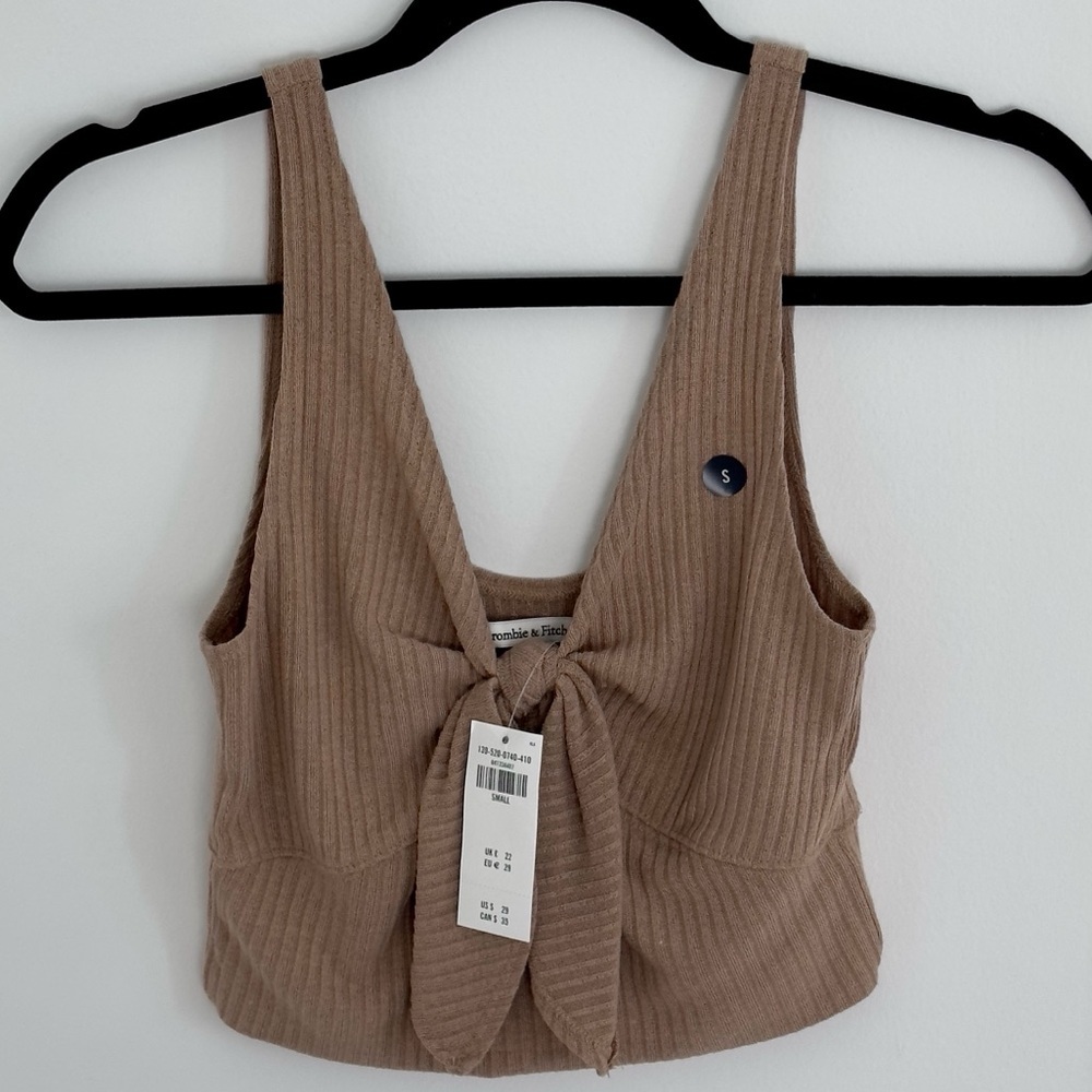 NWT Abercrombie & Fitch S bow cropped tank tan - Picture 1 of 4